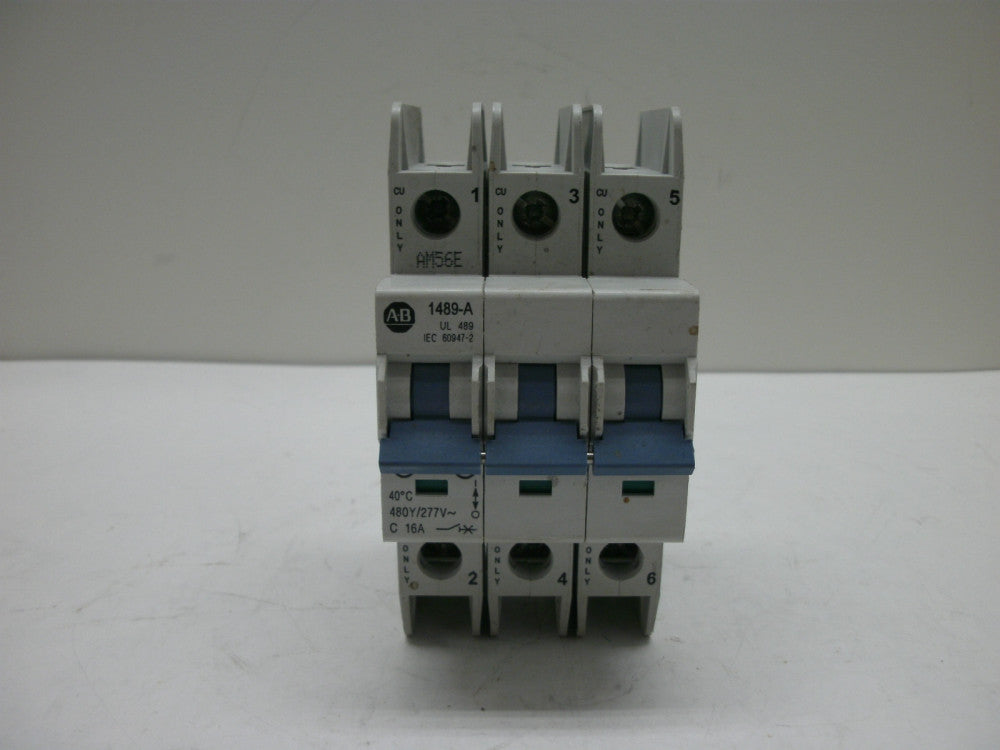 ALLEN BRADLEY 1489-A3C160 SER A CIRCUIT BREAKER 16 AMP 3 POLE 480Y/277V~