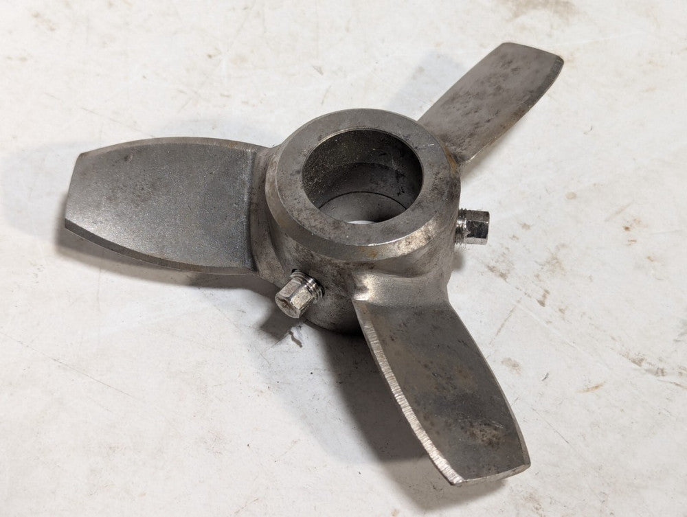 6" Mixing Propeller, 3 Blades, Steel, Two Set Screws with Square Heads