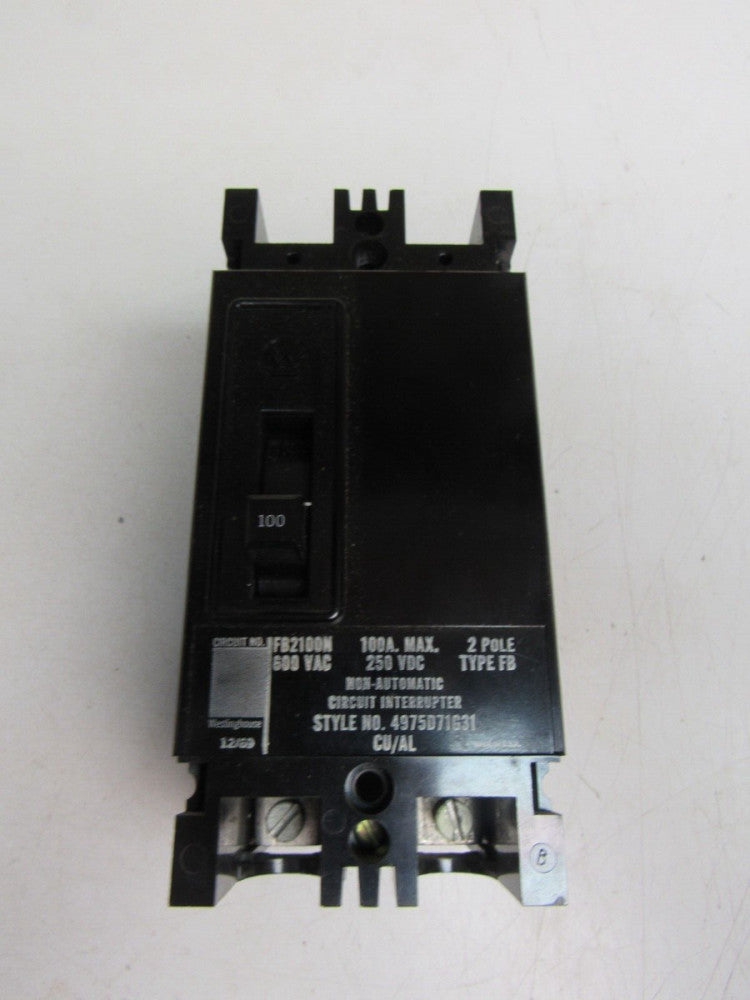 WESTINGHOUSE FB2100N NON AUTO CIRCUIT BREAKER 100AMP 2POLE NEW NO BOX !! M/OFFER