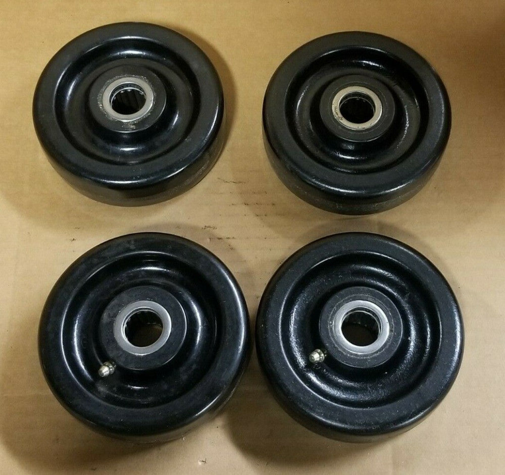 4) NEW 4-7/8" DIA GREASABLE CASTERS 7/8" BORE 1 1/2" WIDE  LOT OF 4