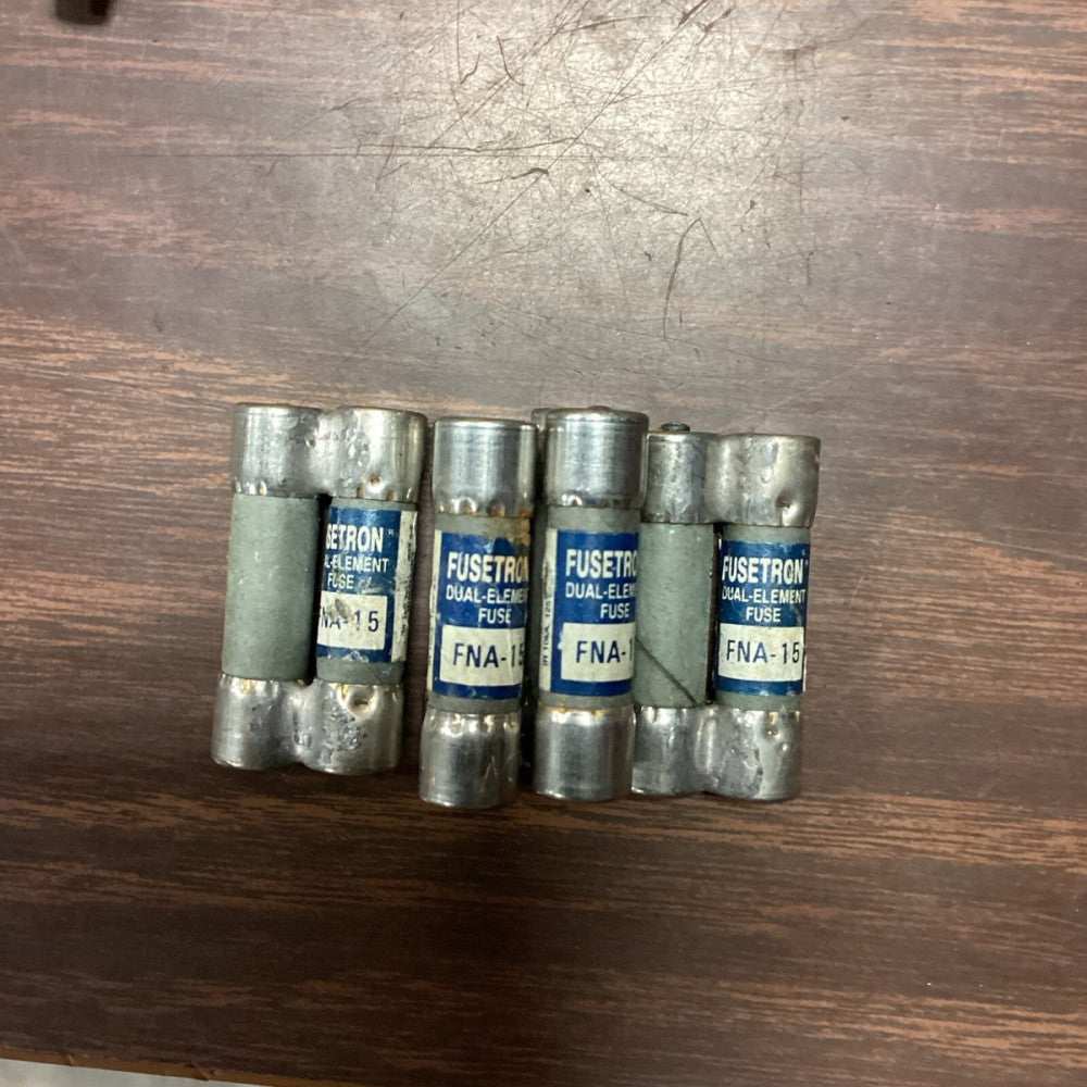 BUSSMANN FUSETRON FNA15- 15AMP, 125V, DUAL-ELEMENT FUSES- LOT OF 4