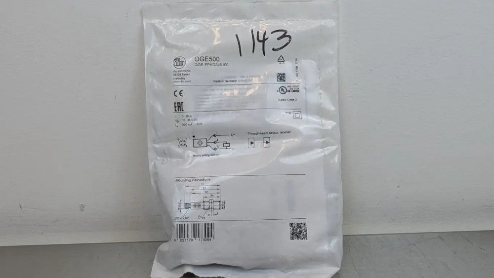 IFM Efector OGE500 Through-Beam Sensor Receiver OGE-FPKG/US100 25m 10-36VDC 11mA