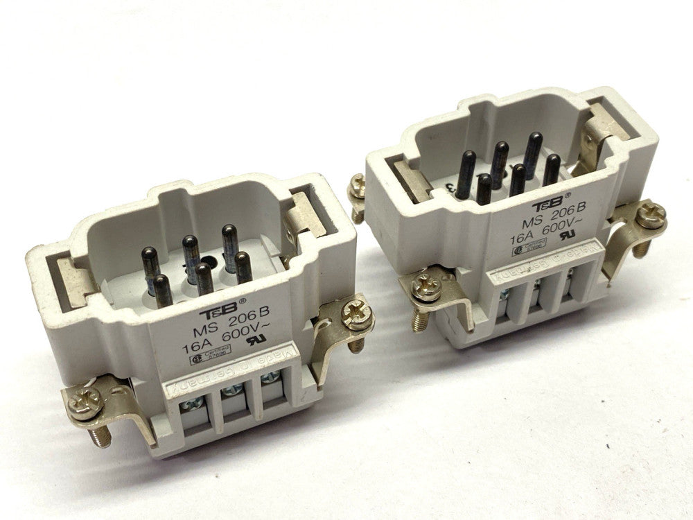 ABB MS206B Male Screw Terminal Insert Connector 6-Pin Pos-E-Kon LOT OF 2