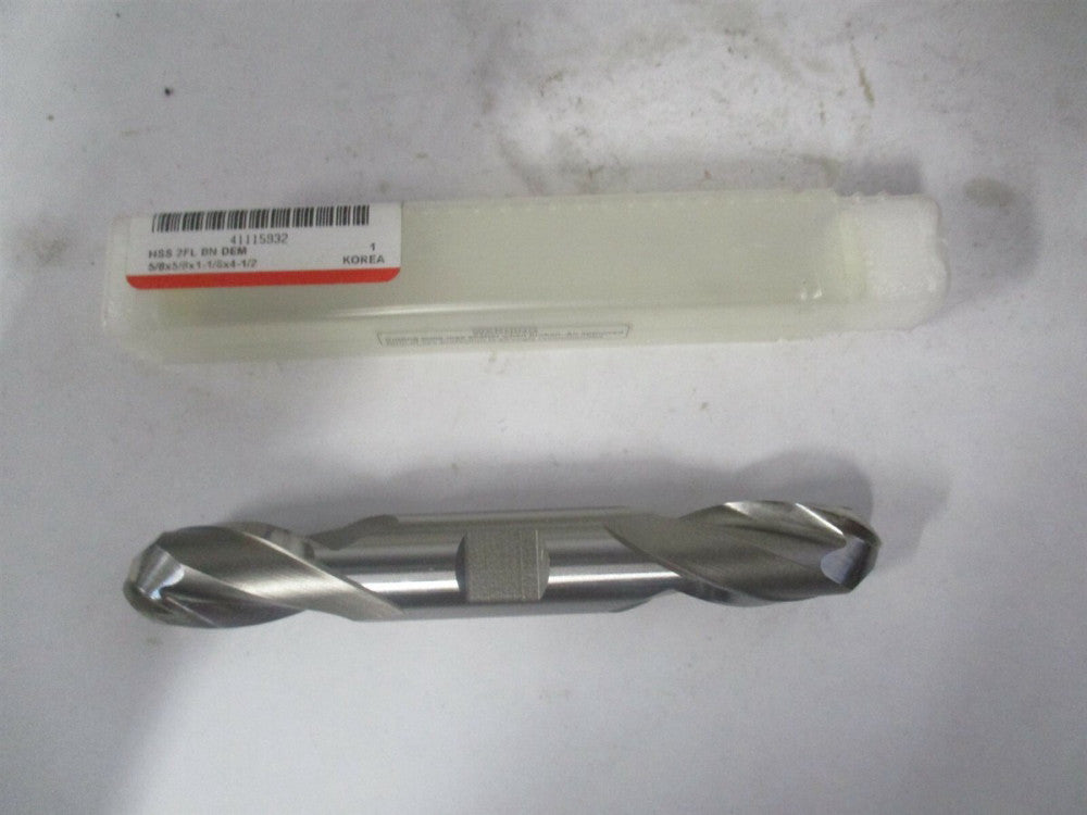 (E211204001) 5/8" x 1-1/8" x 5/8" x 4-1/2" OAL 2 Flute HSS Ball End Mill 