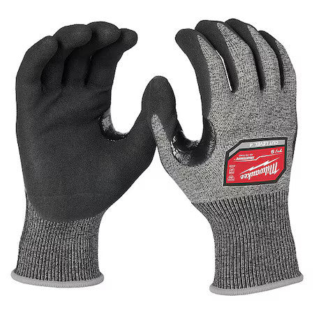 Milwaukee Tool 48-73-7140 Knit Gloves, ,Rough Palm, Elastic/Knit, Black/Gray,