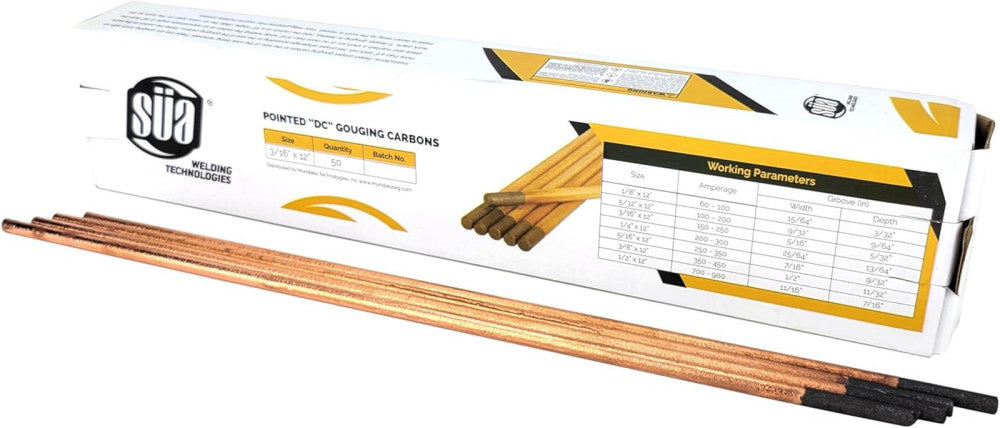 - DC Copper Coated Pointed Carbon Gouging Rod - 3/16" X 12" - (100 Rods)