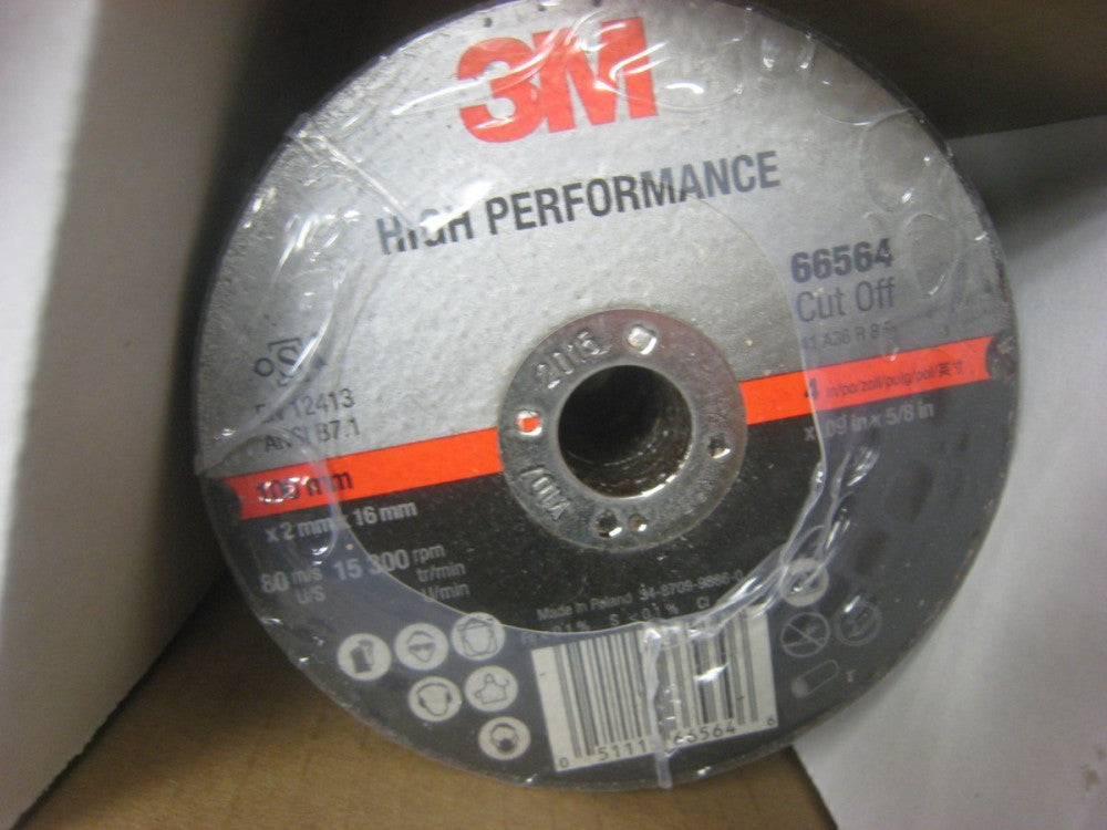 3M  66564 High Performance Cut Off Wheels Lot of 5 wheels 4" x .09" 5/8" C hole