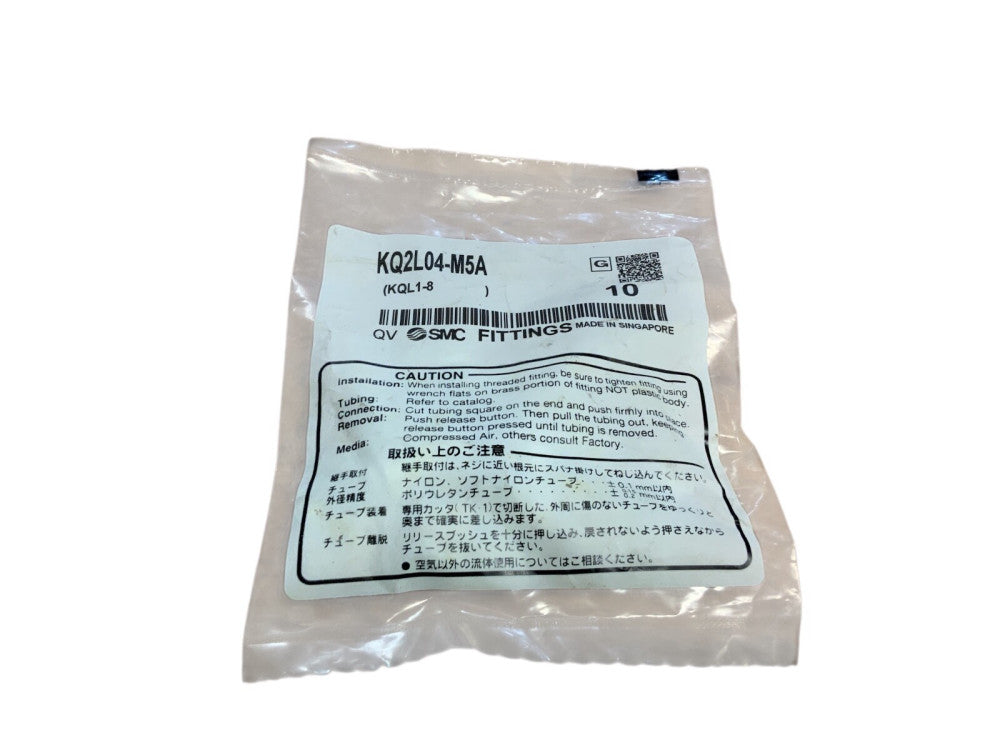 10 PCS SMC KQ2L04-M5A Male Push-In Elbow Fitting 4mm M5x.8 145PSI