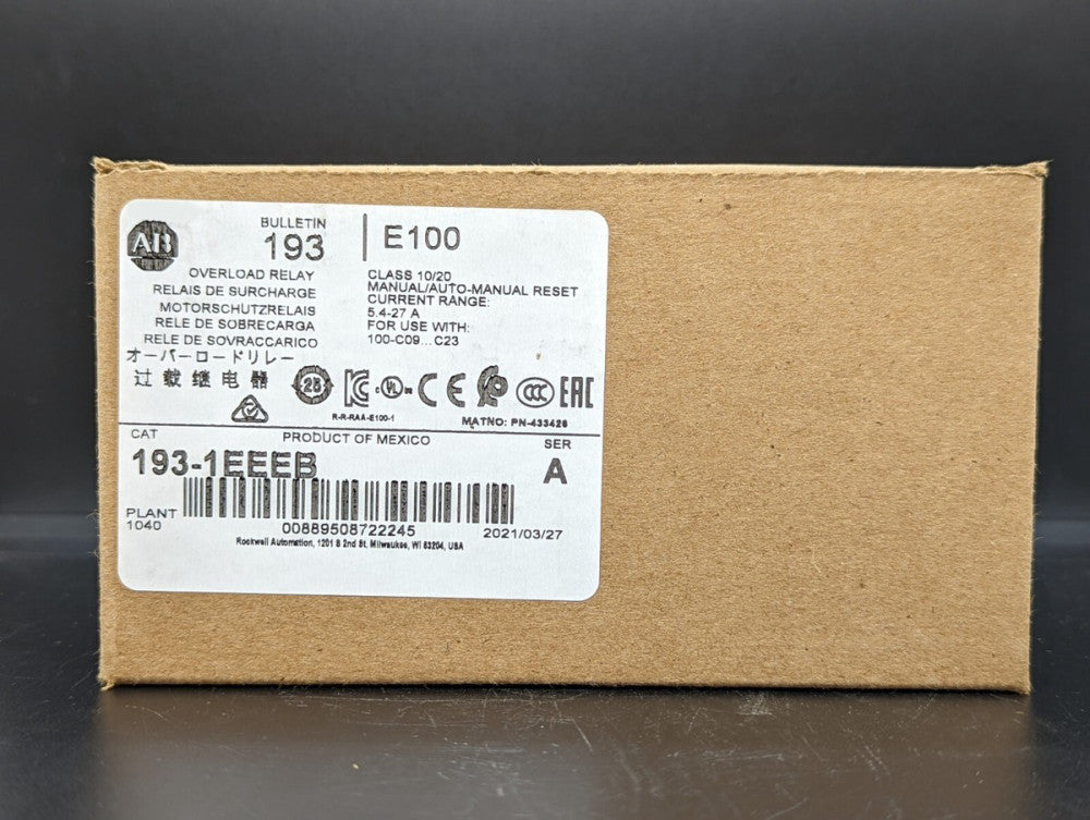 Allen Bradley 193-1EEEB Overload Relay 5.4-27AMPS NEW IN BOX USA