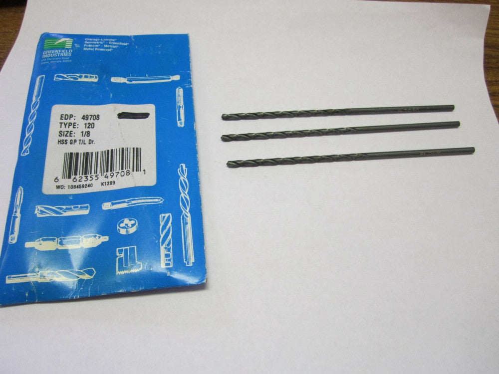 Chicago-Latrobe (49708) 1/8" x 2-3/4" HSS Oxide Jobber Length Drill Bit - Qty 3 