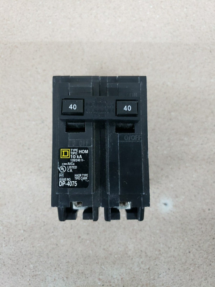 New Take Out! Square D Homeline HOM240 2 Pole 40 Amp 120 240V Circuit Breaker