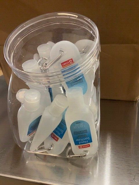 (24) Hand cleaner with Carabiner Keychain Past date *see description