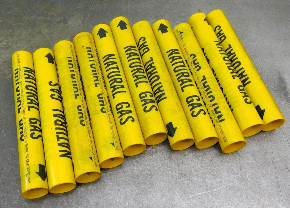 Brady 41625 Pipe Marker Size B Pipe O.D 1-1/2" Thru 2-3/8" Natural Gas Lot of 11