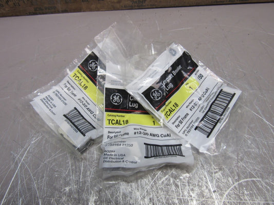 12-QTY GE TCAL18 CIRCUIT BREAKER LUGS WIRE RANGE #12-3/0 AWG CuAI 150A-MAX NEW!!