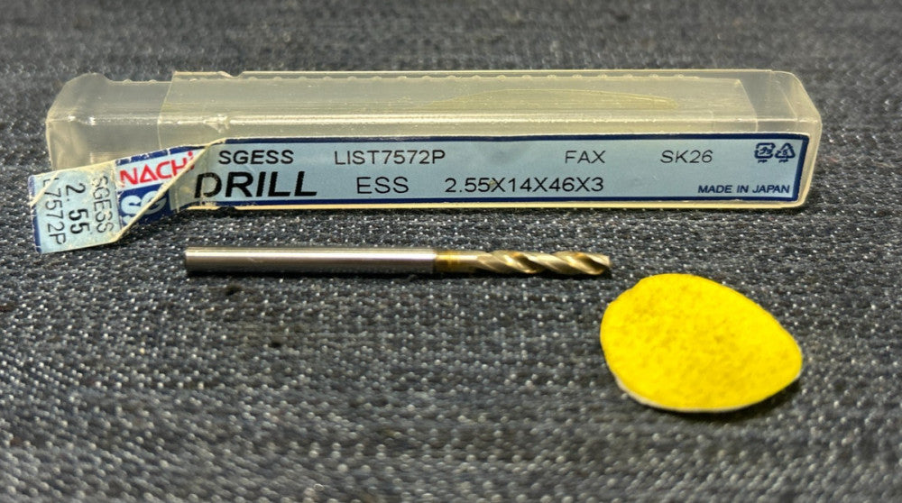 NACHI  2 FLUTE  DRILL BIT L7572P 2.55 X 14 X 46 X 3