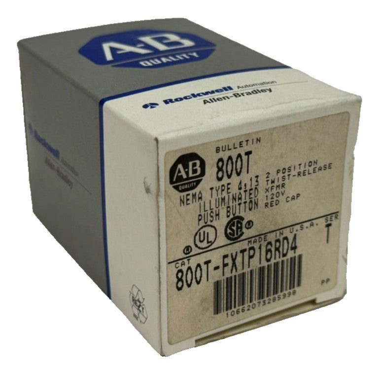 NEW ALLEN BRADLEY 800T-FXTP16RD4 PUSH BUTTON SER. T RED CAP 120V 2POS.