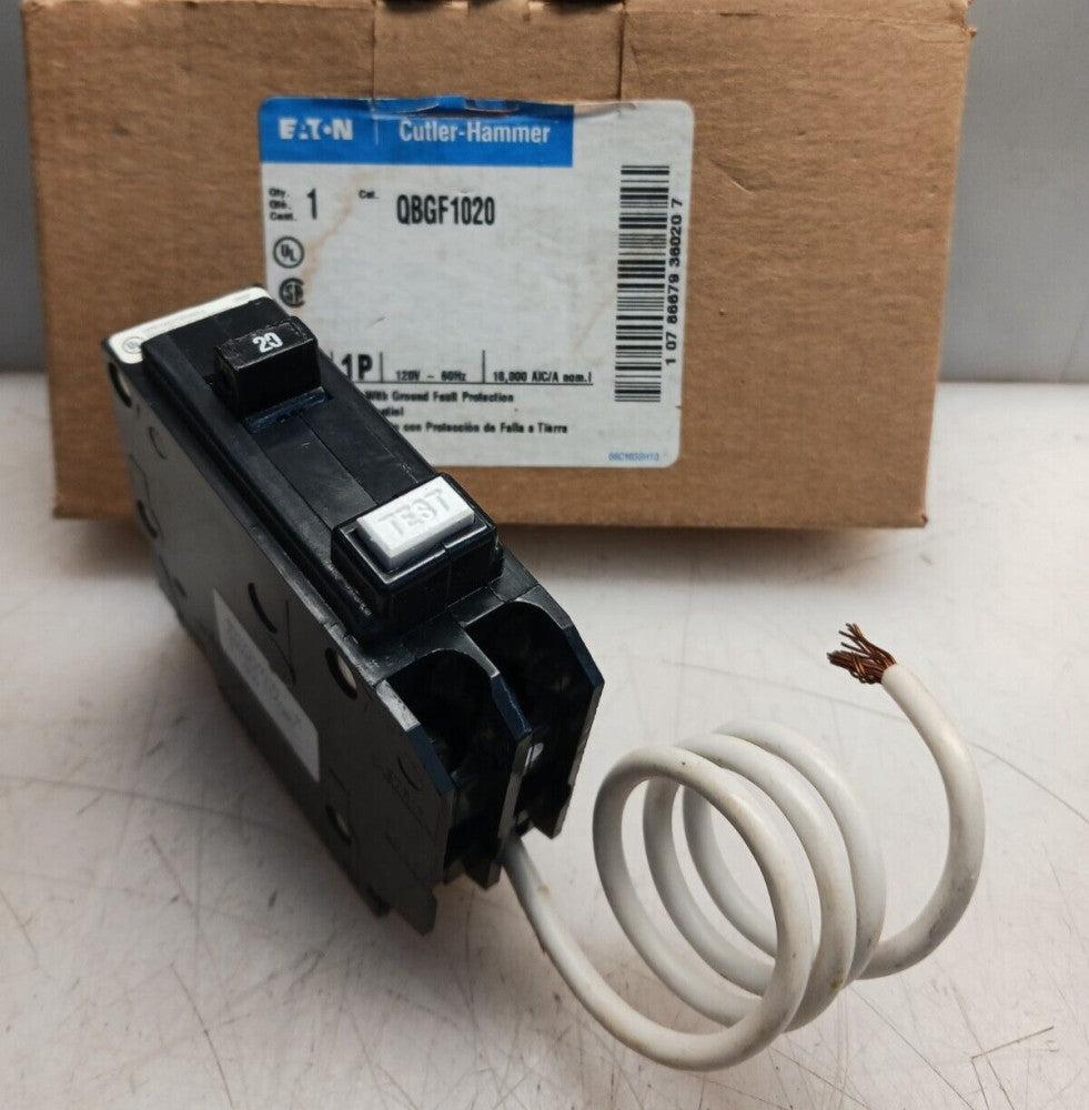 NEW EATON QBGF1020 20A GFI CIRCUIT BREAKER 1P 120V GROUND FAULT