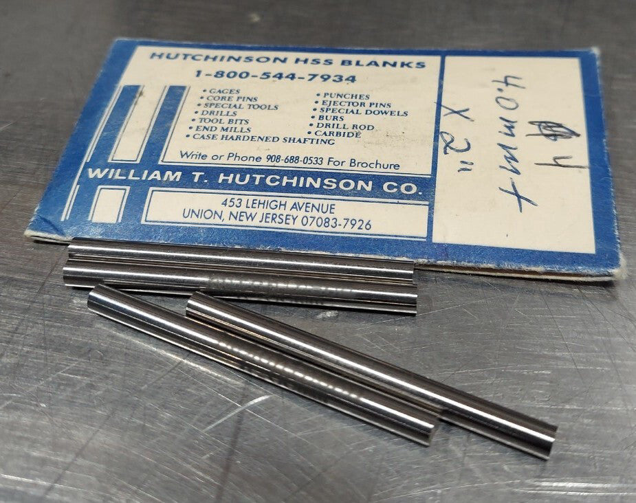 Lot Of 4 - USA Hutchinson 4.0mm x 2" Drill Blank Reamer Pin Gage