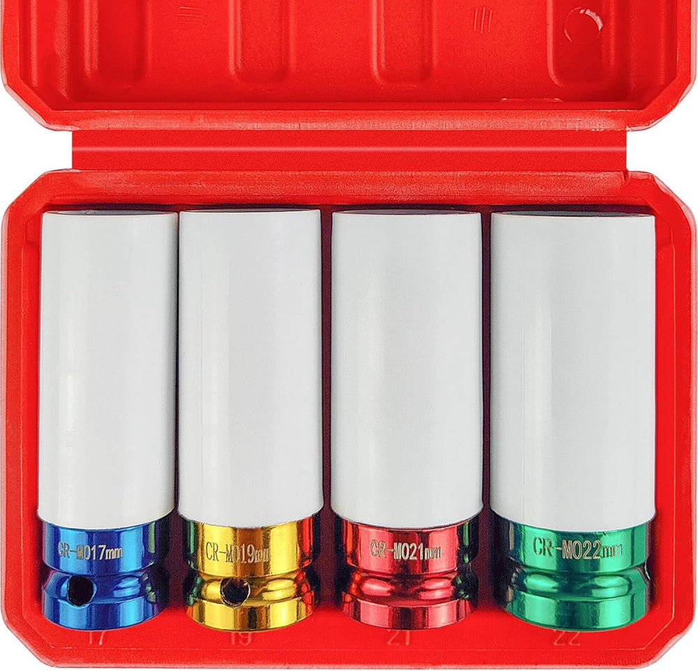 WETT 4Pcs 1/2 Inch Lug Nut Socket Set, Wheel Protector Metric, White 