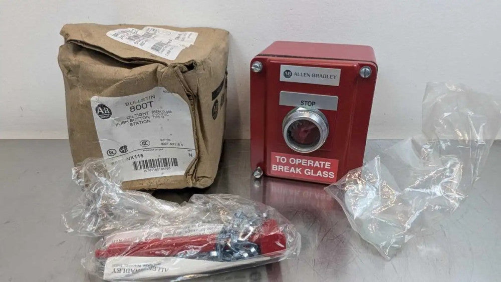 Allen-Bradley 800T-NX115 Oiltight Pushbutton Station - Break Glass 2NO 2NC
