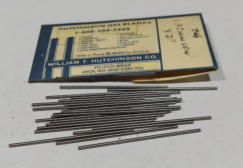 Lot Of 24 - USA Hutchinson 1.32mm x 2" Low Drill Blank Reamer Pin Gage