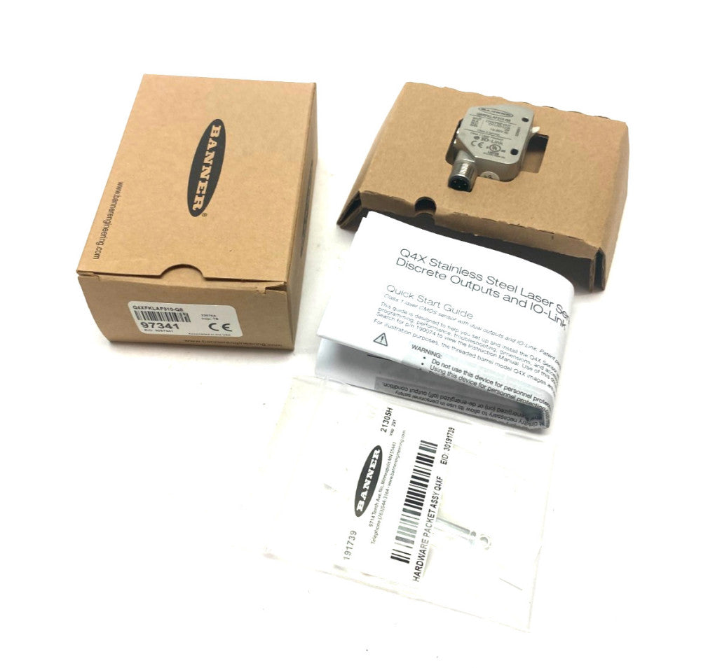 Banner Q4XFKLAF310-Q8 IO-Link Rugged Laser Distance Sensor Adjustable Fld 97341