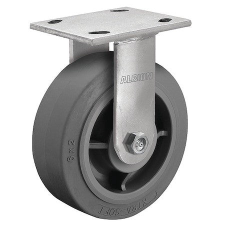 Albion 18Xs04229r 4" X 2" Non-Marking Rubber Soft Flat Rigid Caster, No Brake,