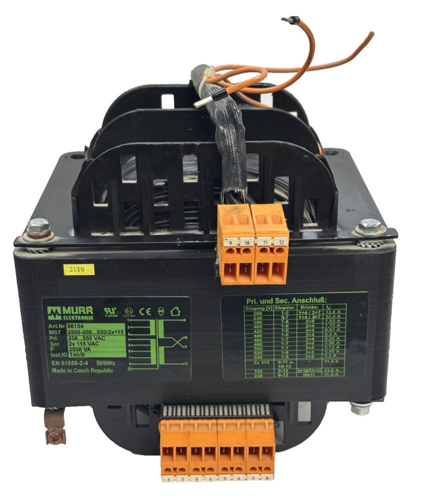 MURR ELEKTRONIK 86154 TRANSFORMER INPUT/208-550 VAC, OUTPUT/115-230 VAC 50/60HZ