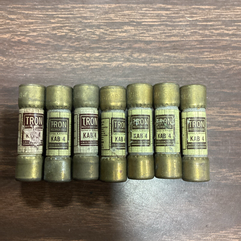 Bussmann Tron KAB 4 KAB4 4 Amp 250 Volt Rectifier Fuse Lot Of 7