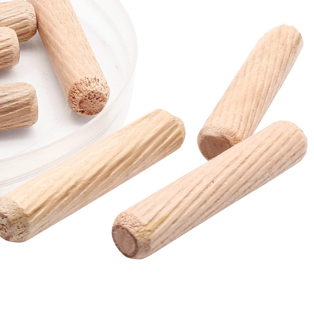 HARSKIYER 120pcs Hardwood Wood Dowel Pins, 3/8" x 2" Fluted Wood Dowels Rods ...