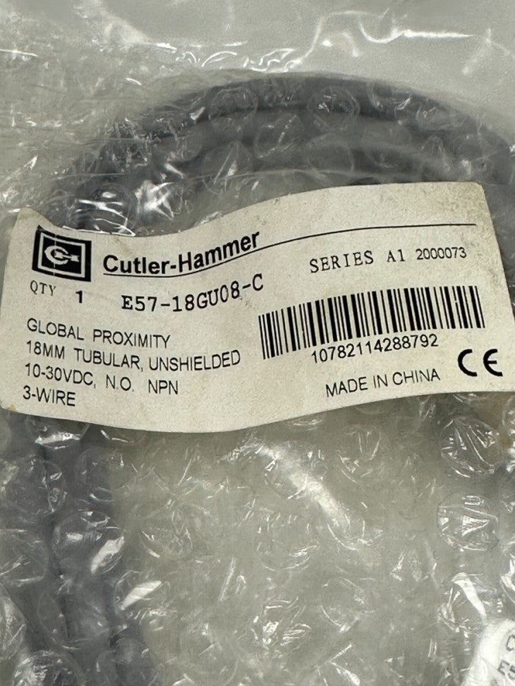 Cutler-Hammer E57-18GU08-C Global Proximity Switch 18mm Tubular Unshielded - NEW