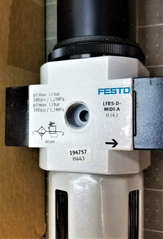 ½” FESTO Lockable AIR FILTER REGULATOR ASSEMBLY [D2S3]