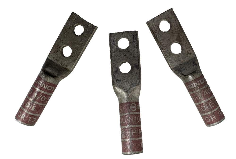 BURNDY, TWO-HOLE LUG COMPRESSION CONNECTOR, 1/0 AWG MAX WIRE SIZE