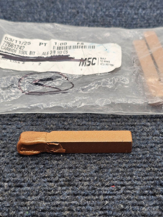 ( QTY 3 ) MSC AL6 3/8" SQ C5: Carbide Tipped Tool Bit