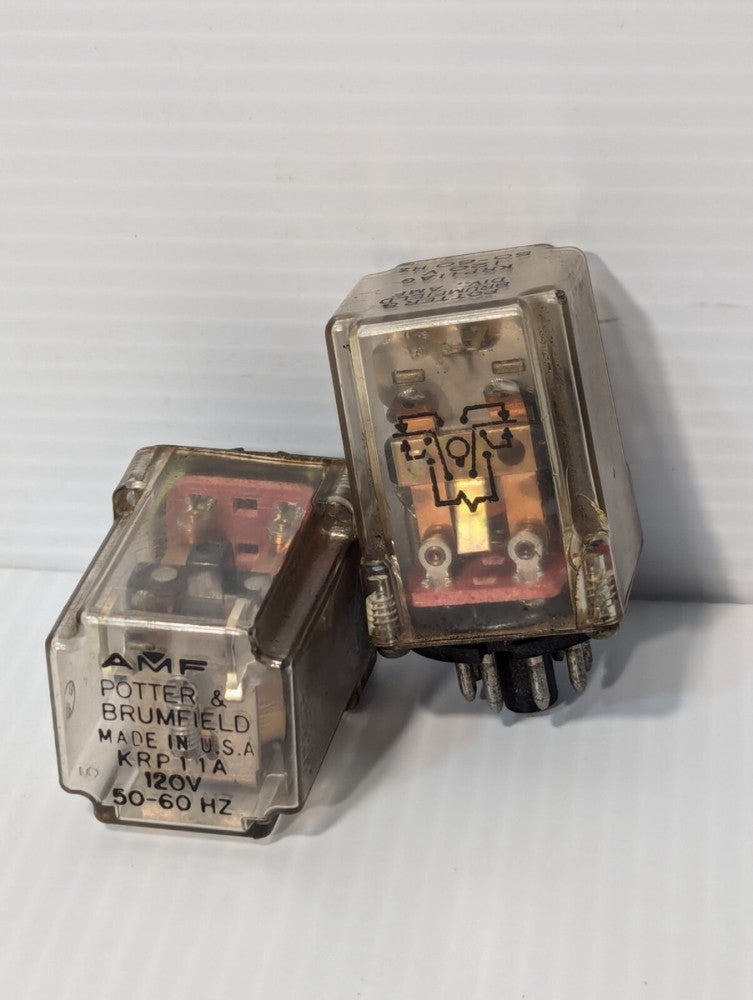 Set of 2 Potter & Brumfield Relays: KRP11A, KRP11AG, 3PDT - 120V