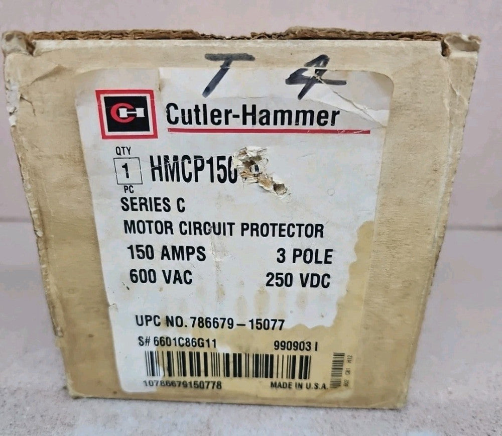 NOS CUTLER HAMMER 150 AMP CIRCUIT BREAKER 600 VAC 3 POLE HMCP150U4C