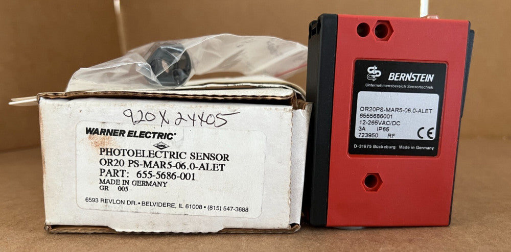 BERSTEIN PHOTOELECTRIC SENSOR, OR20PS-MAR5-06.0-ALET, 12-265V, NEW! MAKE OFFER!