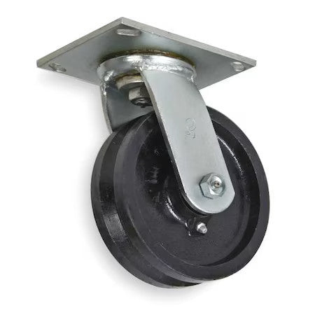 Zoro Select 1Nwb2 V-Groove Swivel Caster,Cast Iron, 4 In,800 Lb,Blk