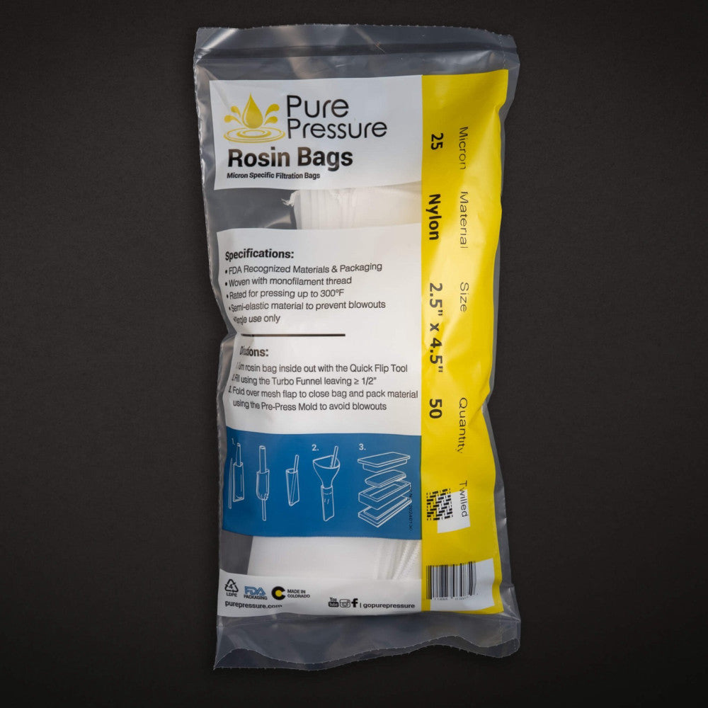 Rosin Bags 25 micron 2.5"x4.5" | 50 packs | Made in Colorado