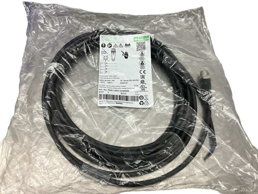 Murrelektronik 7000-12021-6240500 M12 male 0° with cable PUR 4x0.34 5M