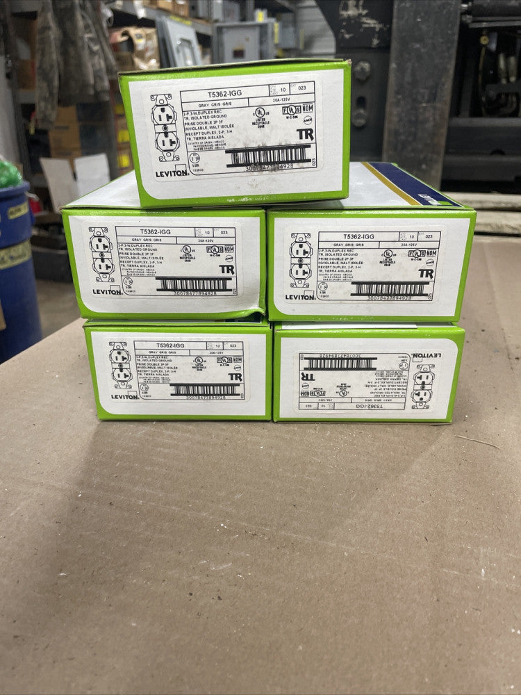 New! 1 Box of 10 Leviton T5362-IGG Tamper-Resistant Duplex Receptacle