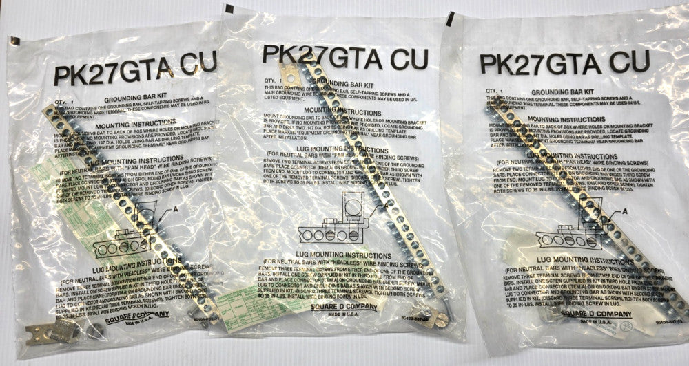 Lot of 3 Square D PK27GTA CU Grounding Bar Kits