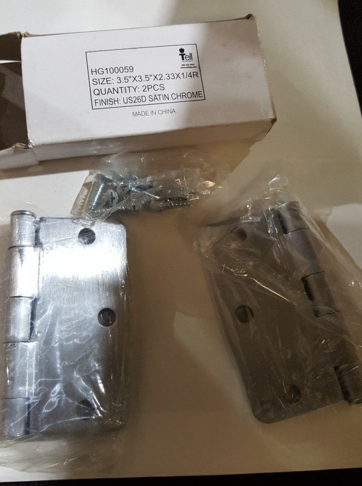 (90) TELL SATIN CHROME PLAIN BEARING HINGE SETS HG100059 SATIN CHROME W/HARDWARE