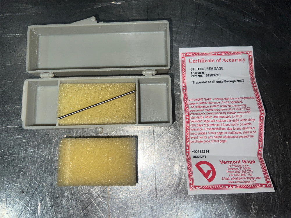 Vermont Gage STL X NG REV GAGE 1.503 MM Nos Surplus