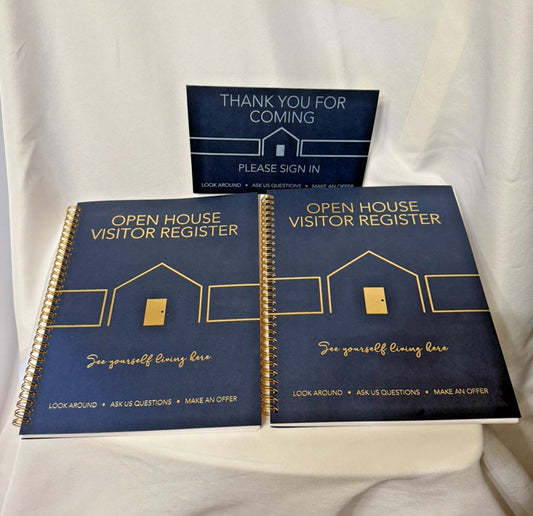 2 Guest Registry Sign In Books for Open House and Tent Card, Open House Registry