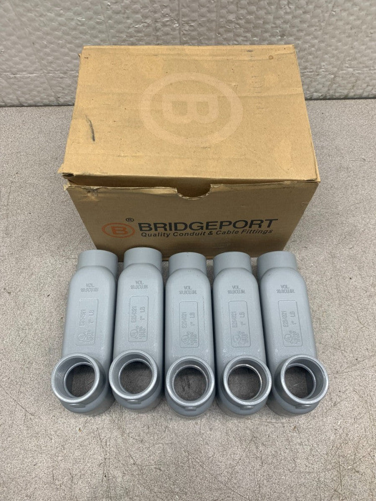 NEW BOX OF 5 BRIDGEPORT 1" CONDUIT BODY LB-43