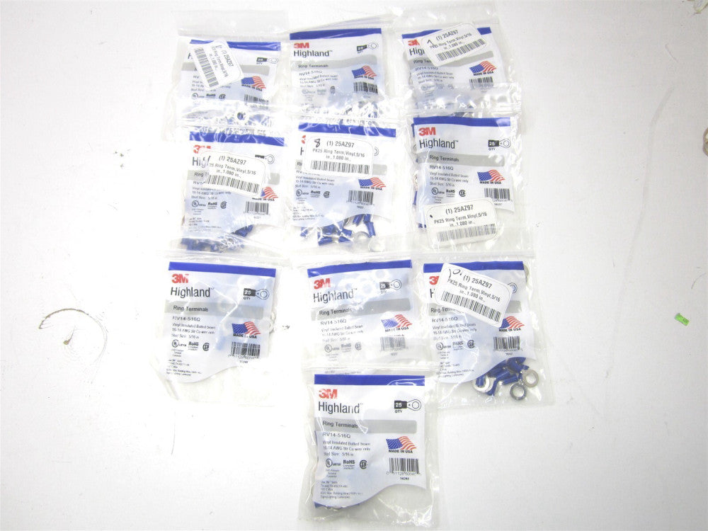 3M (RV14-516Q) 5/16" 16-14AWG Blue Ring Terminal 25ct. - Lot of 10