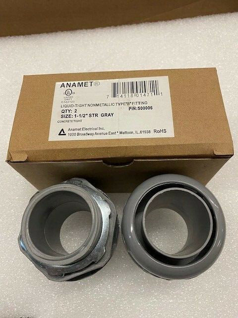 (2) Anamet 500006-1-1/2" to 1-1/2" NPT Straight Non-Metallic Type B Fitting