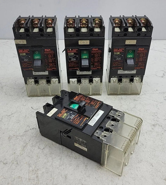 4 Pack Fuji Electric SA33B 20A 3 Pole Circuit Breaker 20 Amp 220 Vac BB3ASB-020