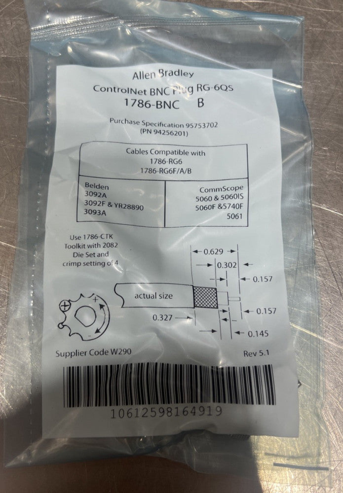 ALLEN BRADLEY 1786-BNC/B IMPROVED CONTROLNET RG6 COAXIAL CONNECTOR Nos Surplus